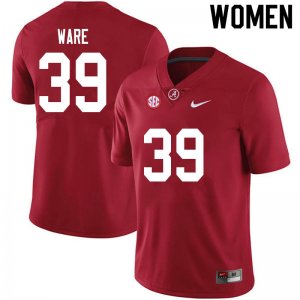 NCAA Women's Alabama Crimson Tide #39 Carson Ware Stitched College 2020 Nike Authentic Crimson Football Jersey KT17X44LA